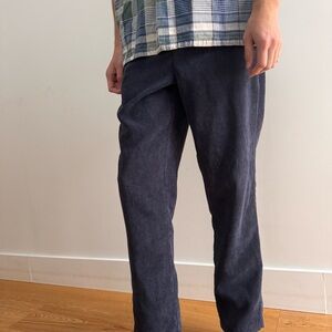 OAK + FORT STRAIGHT LEG BLUE CORDUROY PANTS - 31